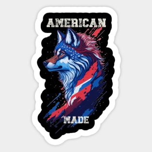 American Made Wolf 4th of July American Made Sticker